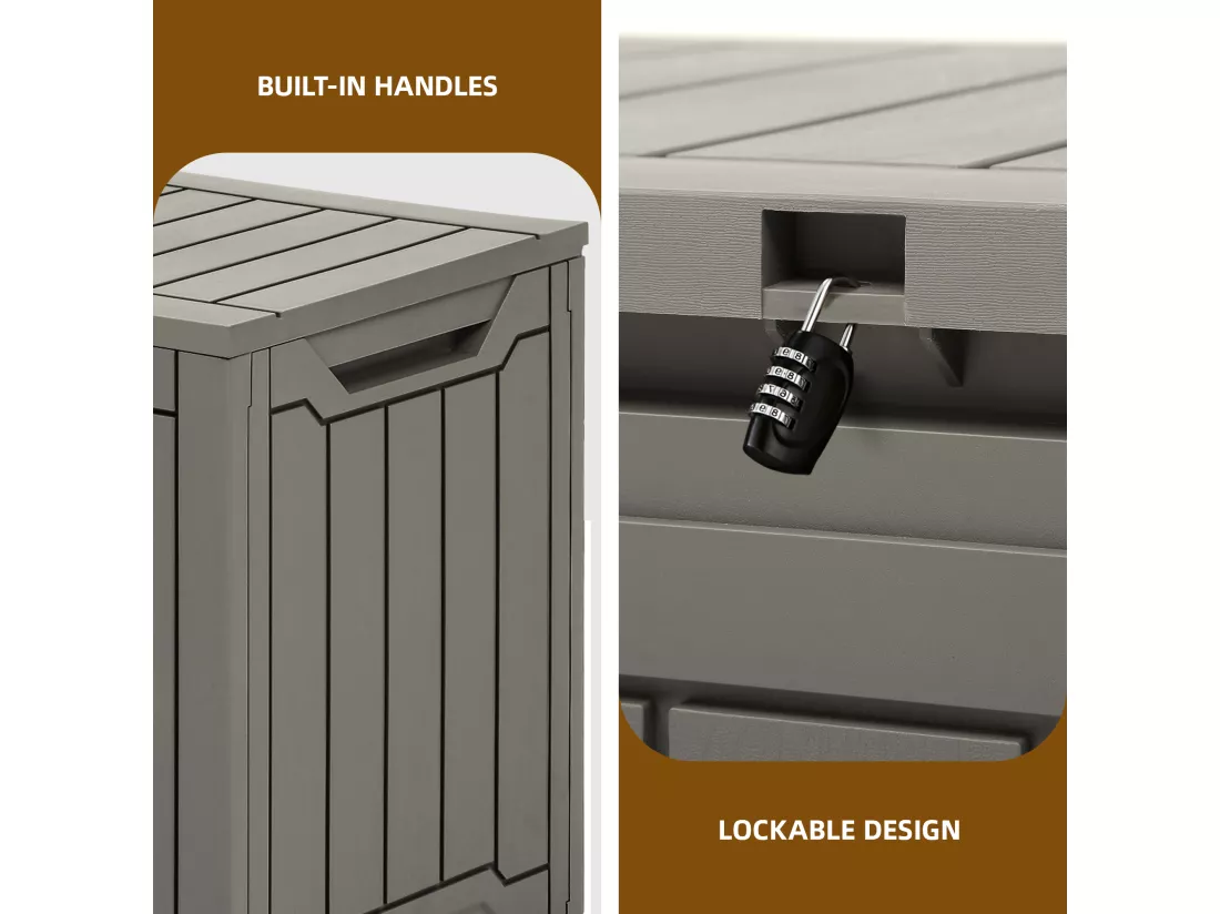YITAHOME Boîte de Rangement Extérieure - 300 L - Coffre de Rangement- Imperméable - Taupe