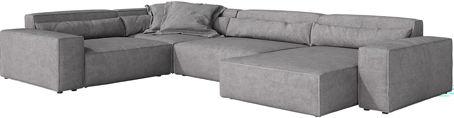 DELIFE Wohnlandschaft Sirpio XL Mikrofaser Grau 360x260 cm Recamiere variabel