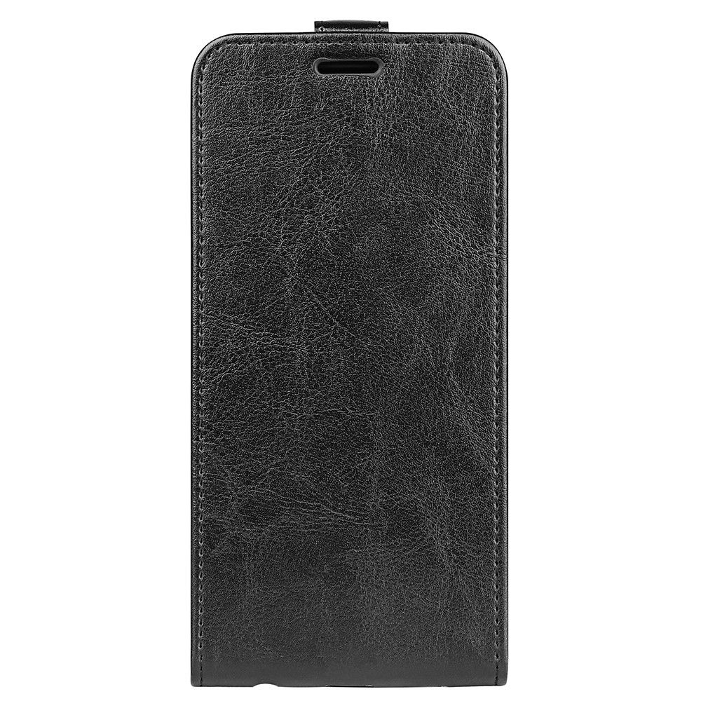 iPhone 17 Leder Tasche Flip Cover Vertikal im Retro Look mit Kartenfach - Schwarz