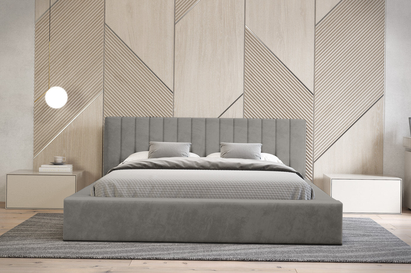 Trae Mobler Como 160 x 200 cm Gestoffeerd Bed Grijs