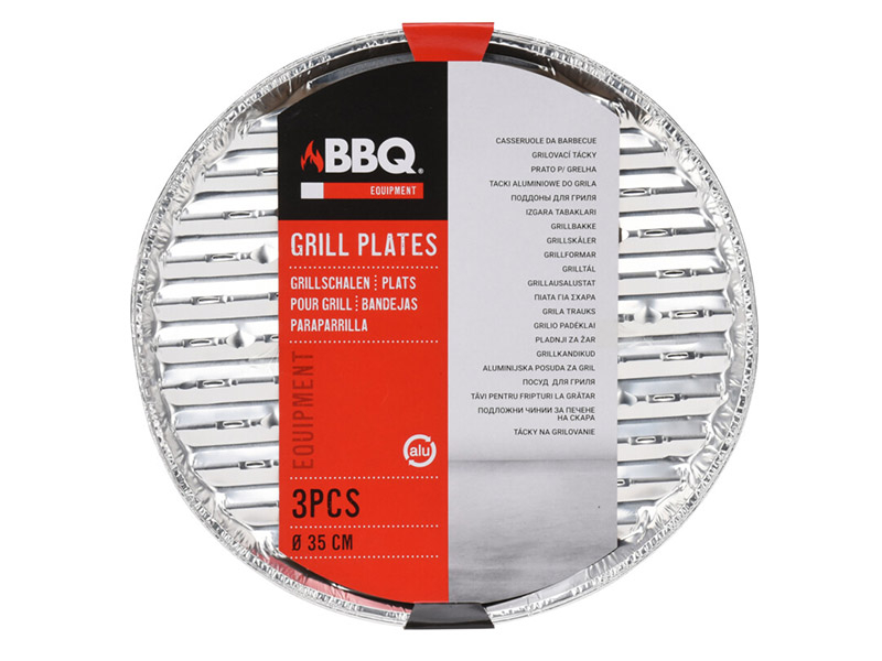 BBQ Ø 35 cm aluminium grillschaal - 3 stuks