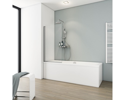 Badscherm, 1-delig, SCHULTE Komfort ExpressPlus 70 x 130 cm, helder glas, profielkleur aluminium EP16503-EKS 01 50
