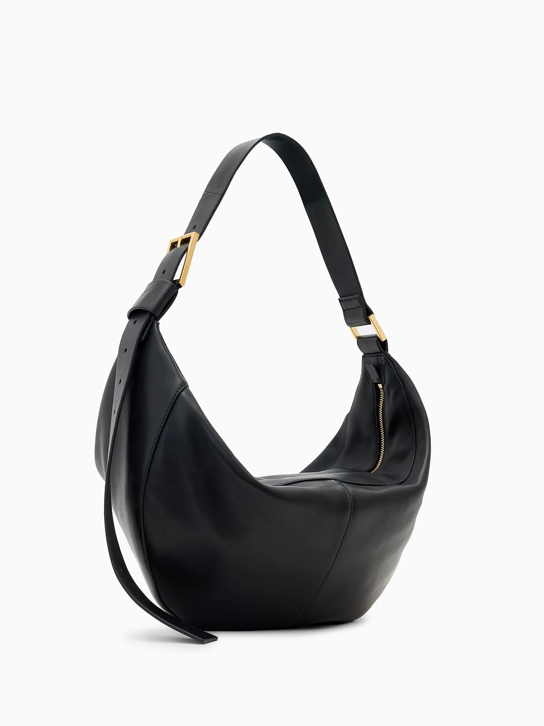 Zwart - AllSaints Luna Leather Shoulder Bag