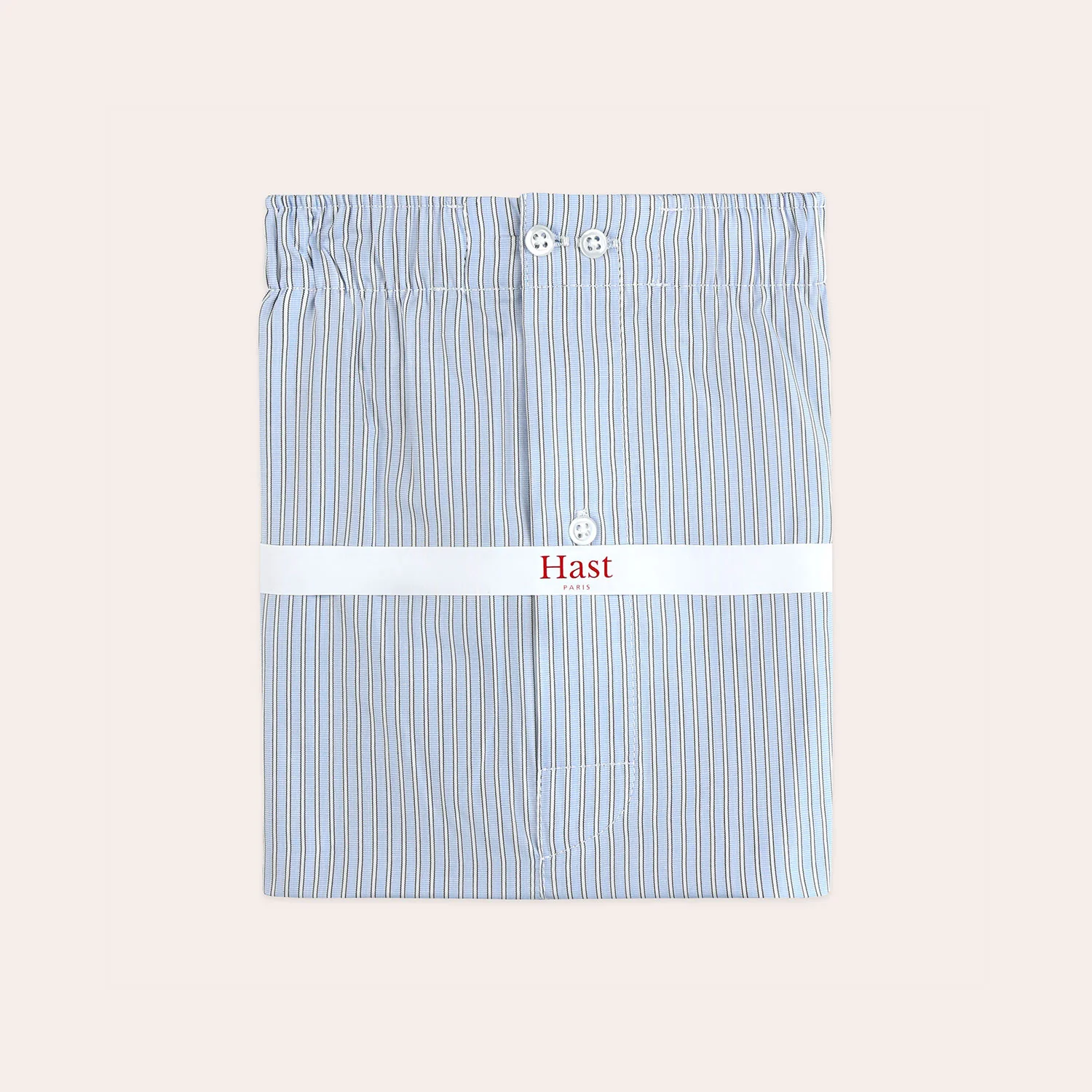 Upcycled boxer shorts with blue and white stripes