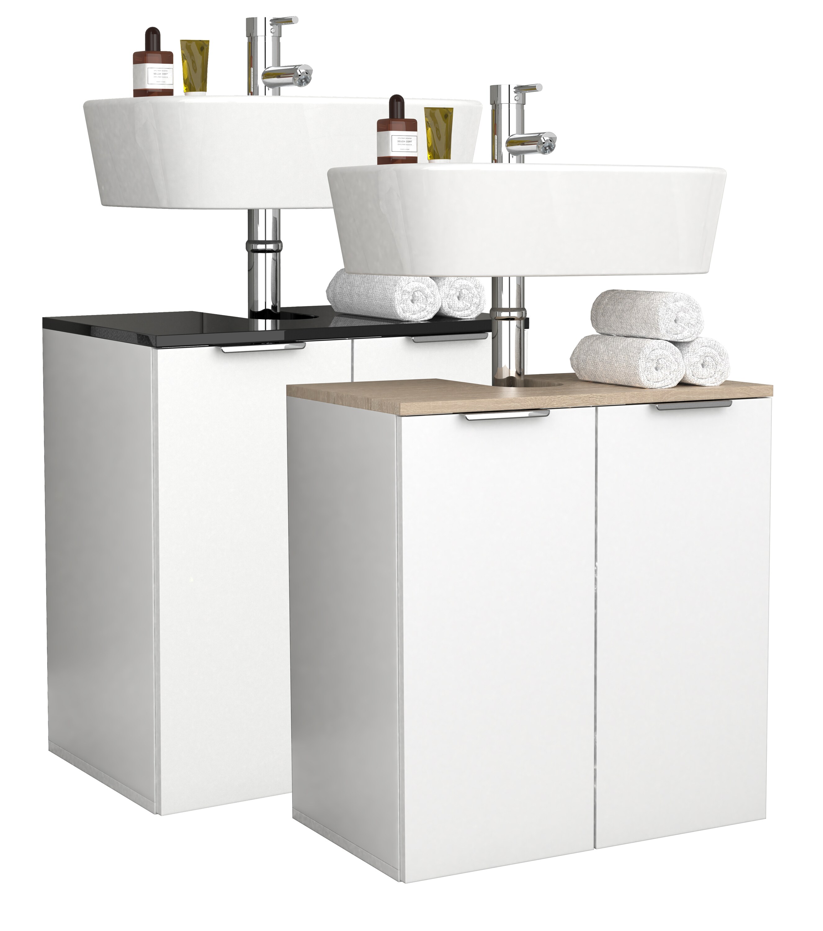 VCM Badmöbel Badunterschrank Waschbeckenunterschrank Badezimmer Donali Drehtüren