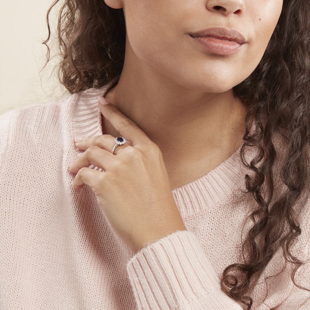 Bague Vladimir Or Blanc Saphir Et Diamant