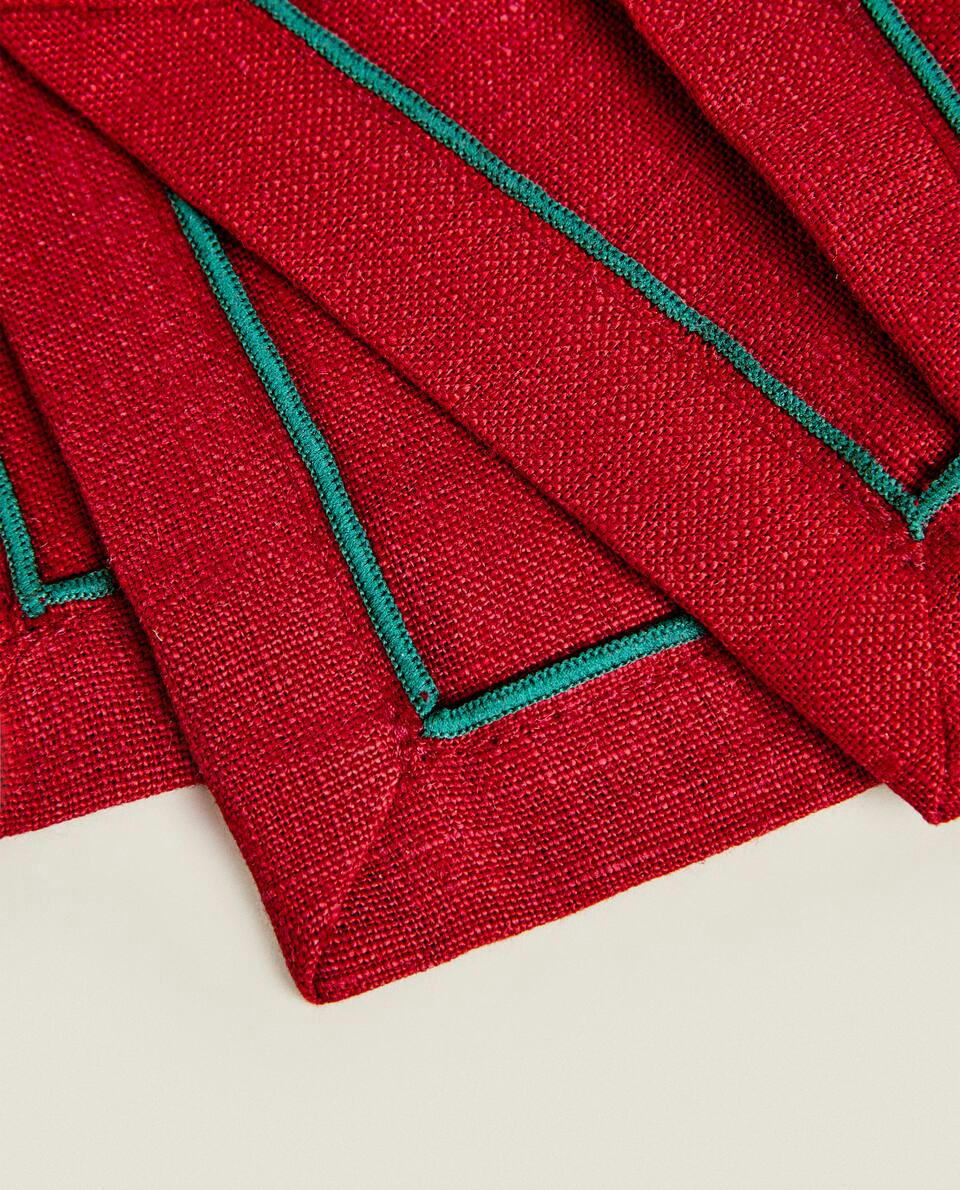 Conjunto de 2 porta-copos de linho para o Natal