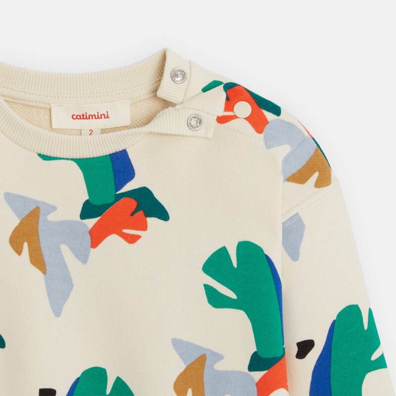 Sweat bébé garçon feuilles géométriques beige Catimini Beige