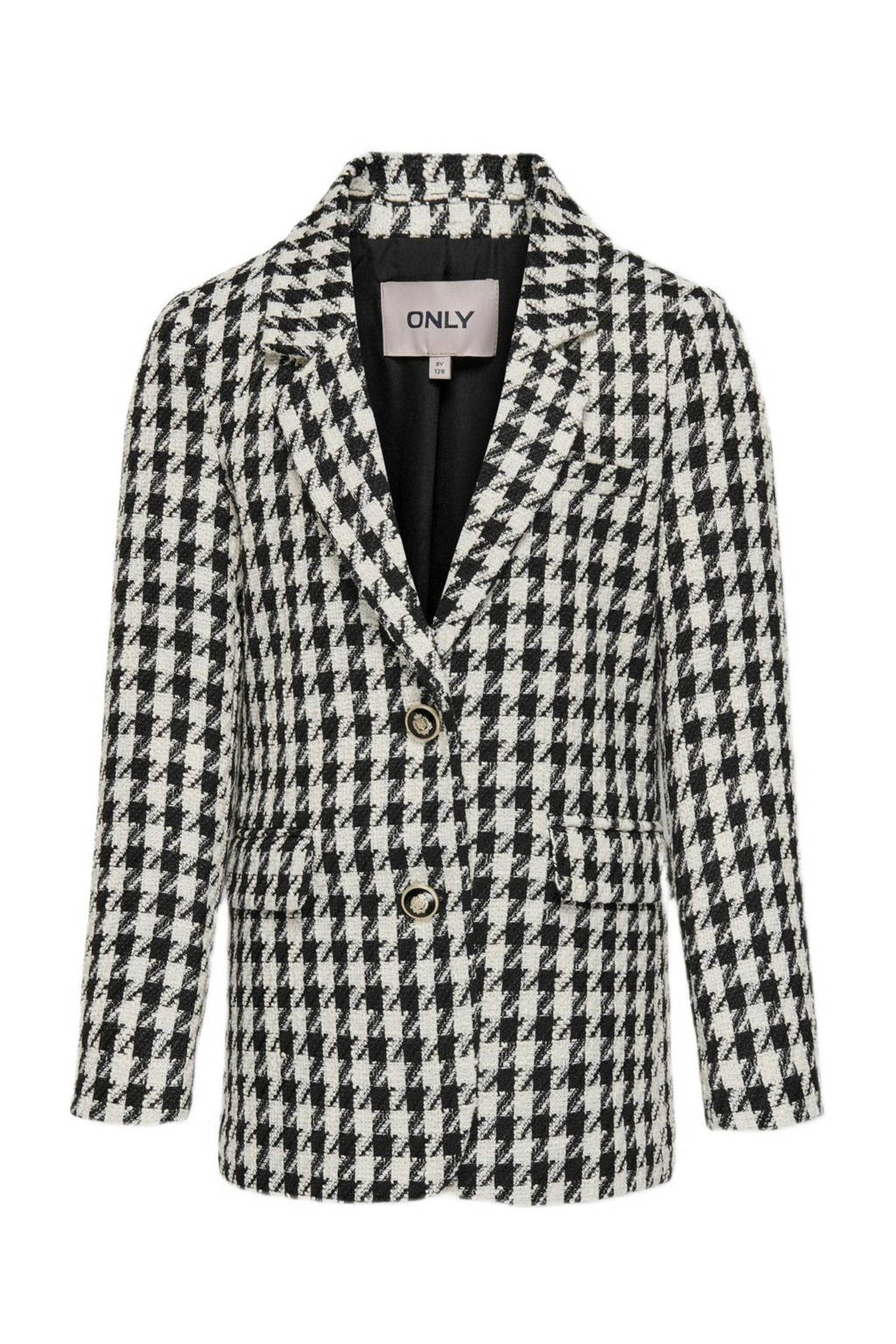 ONLY blazer KOGELINOR met pied-de-poule zwart/wit
