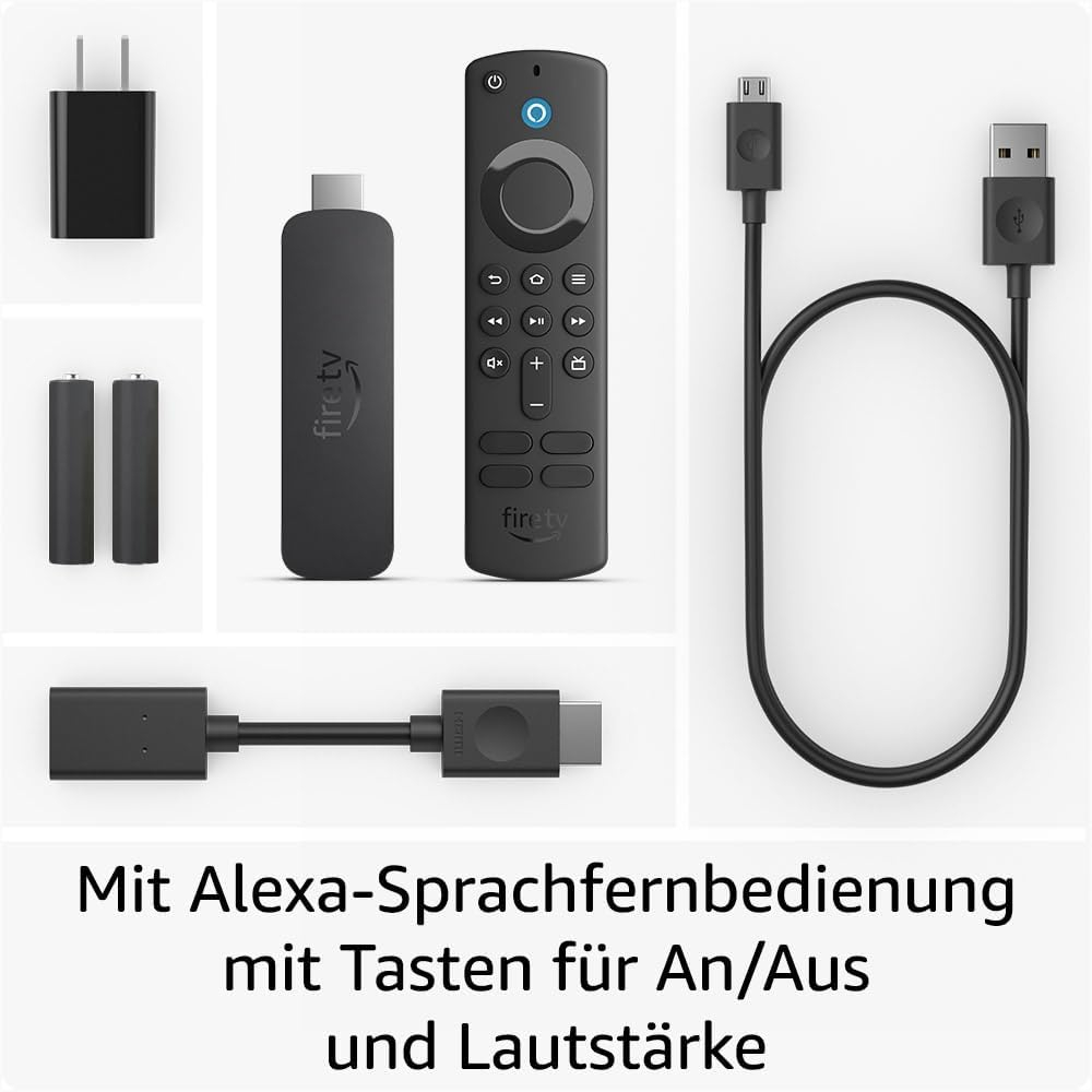 Amazon - Fire TV Stick 4K 3840 x 2160p Streaming Mediaplayer mit Sprachsteuerung   Quad-Core (1.7 GHz) CPU   8GB Speicherplatz (B0CJKTWTVT)
