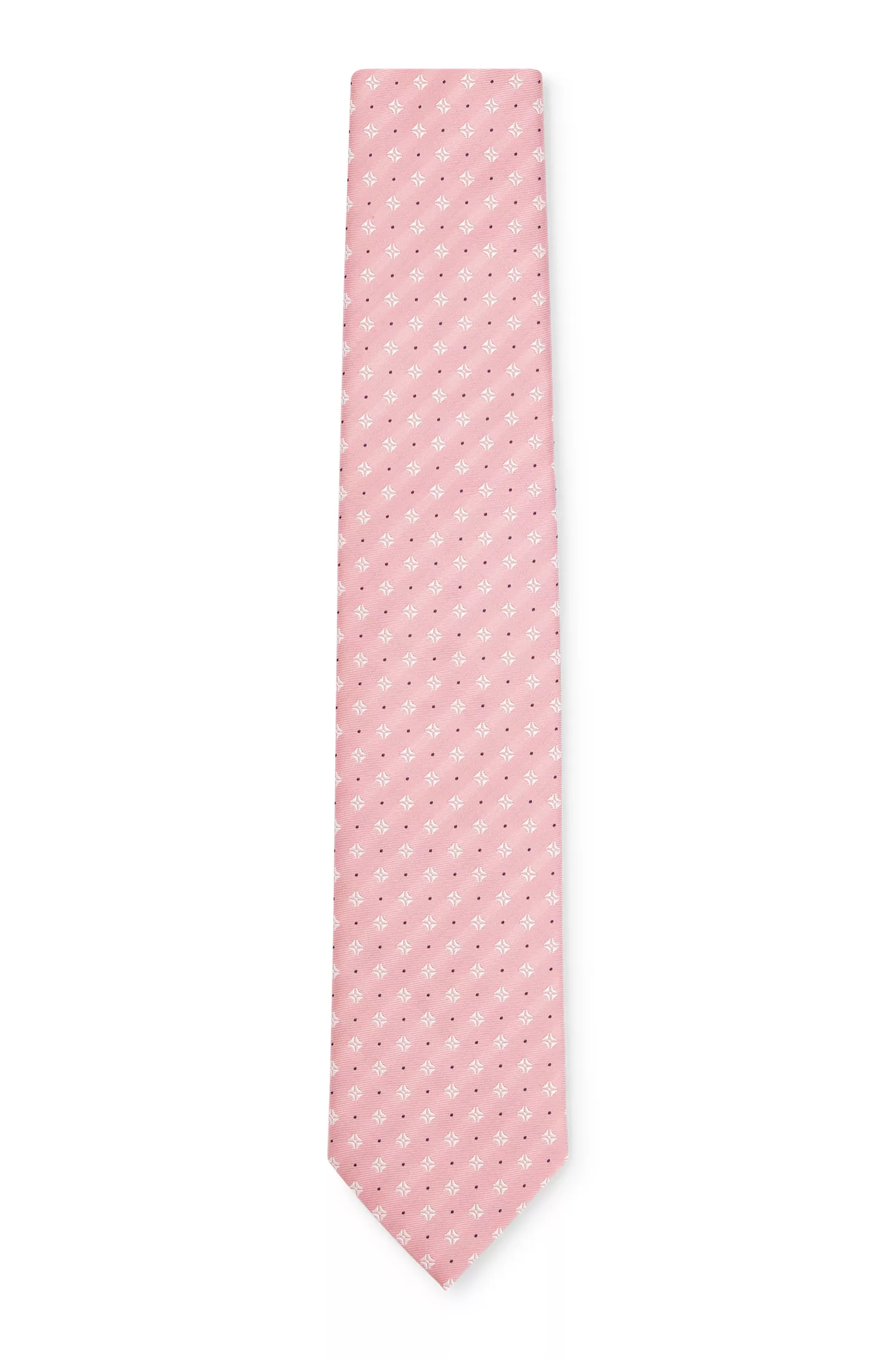 Gravata BOSS em mistura de seda preta com padrão jacquard.