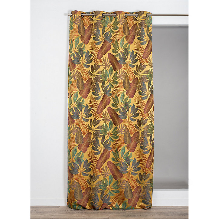 Rideau obscurcissant à œillet Tropico Rocle l.135 x l.260 cm jaune ocre