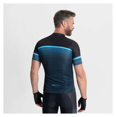 Maillot Manches Courtes Velo Rogelli Hero II - Homme - Bleu/Noir