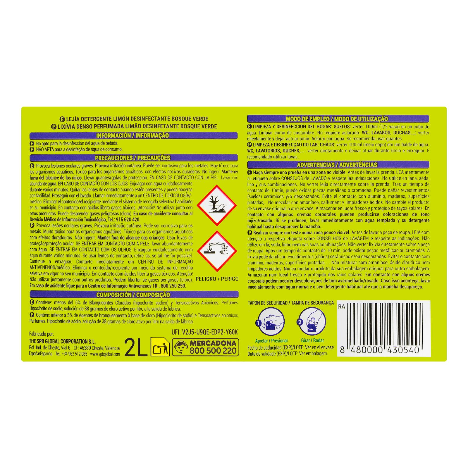 Eau de Javel parfumée au citron vert forêt