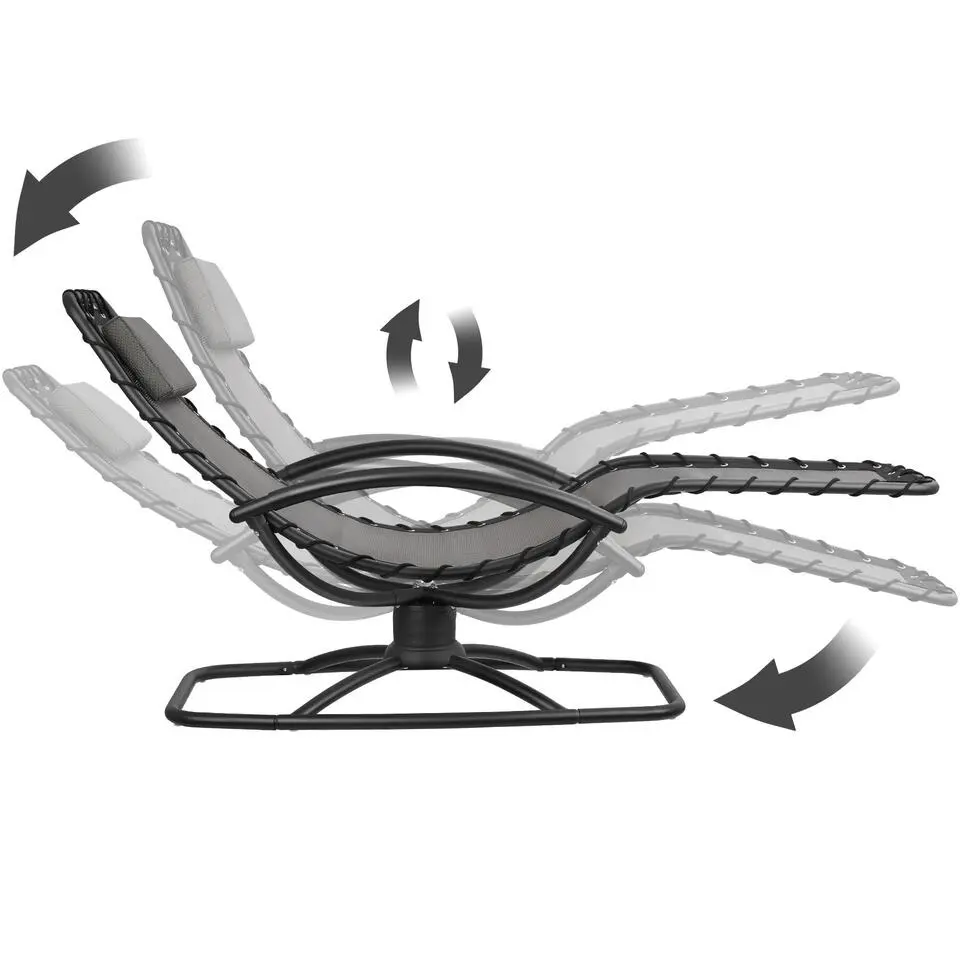 tectake Ligstoel Toulon, ergonomisch, schommelfunctie, Grijs