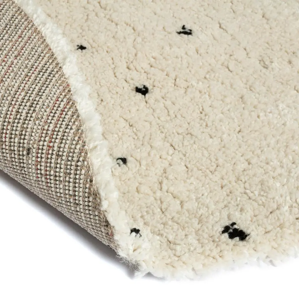 Vloerkleed Kinderkamer stip - Wit/Zwart - Dots - Interieur05 - Rond 120 Ø