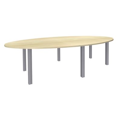 Table de réunion ovale - L280 cm - pieds exprim alu - Plateau imitation érable