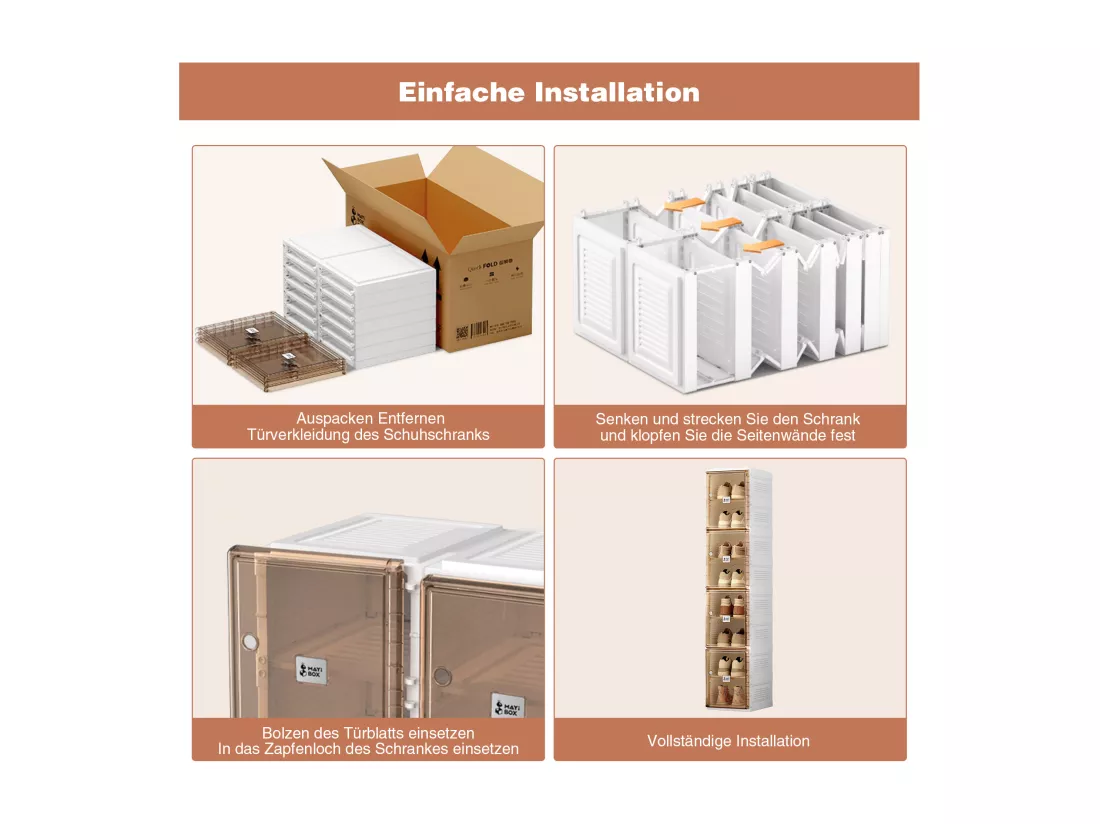 Armoire à chaussures portable avec portes et étagères Rangement empilable dans le salon