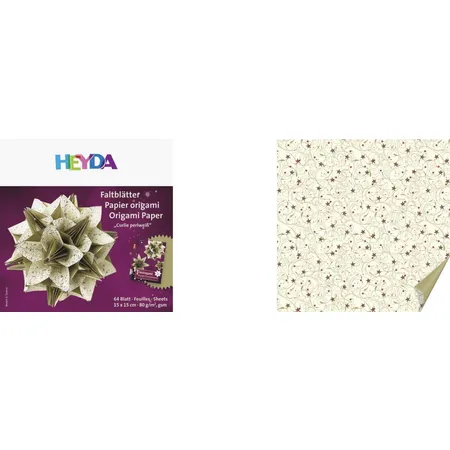 Heyda Faltpapier Curlie perlweiß, ca. 15 x 15cm, 64 Blatt