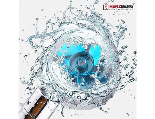 HERZBERG - Pomme et pommeau de douche Douchette à haute pression et turbocompresseur filtrant bleu...