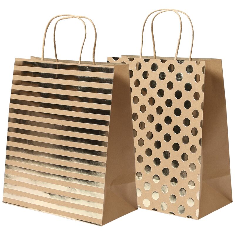 I AM CREATIVE Papiertragetaschen, braun/gold, 25.4 x 30 x 12.7 cm, 4 Stück