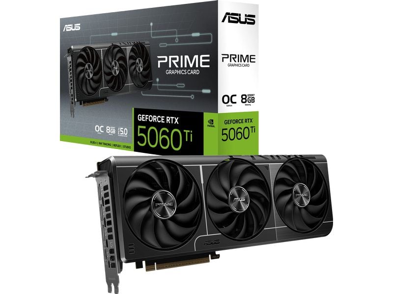 ASUS Grafikkarte Prime GeForce RTX 5060 Ti 8 GB OC Edition Gamer-Grafikkarte mit 8 GB GDDR7-Speicher