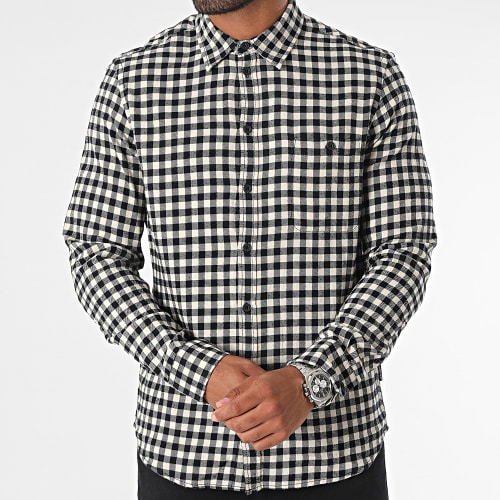 Chemise Manches Longues A Carreaux 20715809 Noir Beige