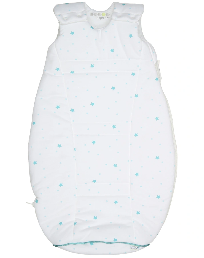 Schlafsack AIRPOINTS® STARS AND DOTS in weiß/hellblau