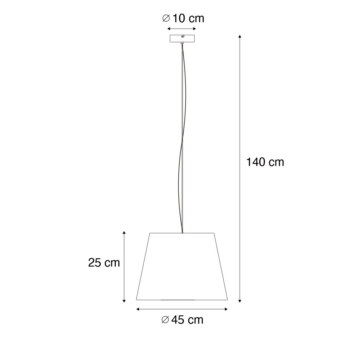 Moderne hanglamp staal met kap 45 cm zwart - Cappo 1