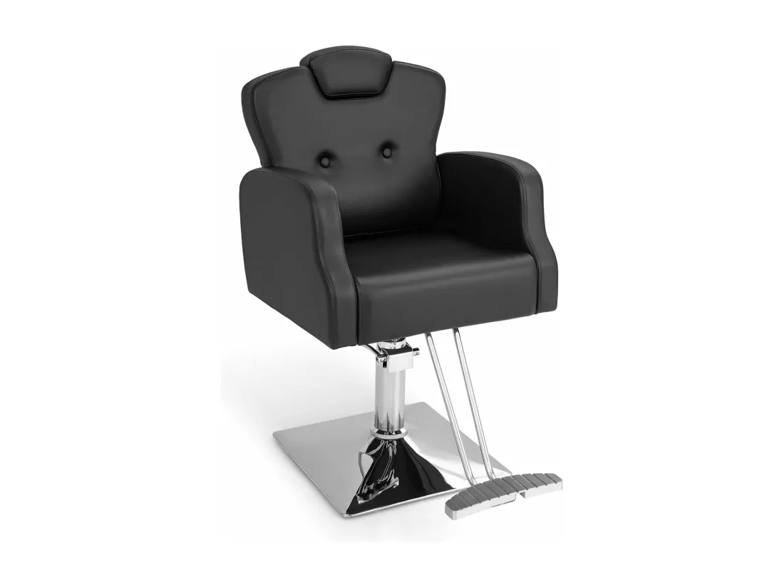 Fauteuil de Coiffure Hydraulique Rotative à 360°, Chaise de Salon Coiffure avec Hauteur et Appui-tête Réglables Accoudoirs en Bois Massif Charge 150KG, pour Salon de Beauté