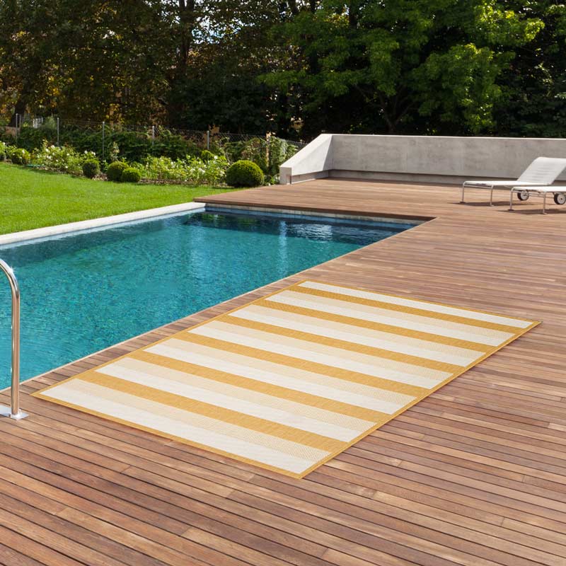 Tapis 'Neo' rectangulaire rayée beige
