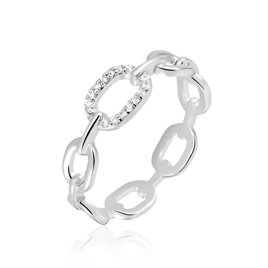 Bague Trait D'union Argent Blanc Oxyde De Zirconium