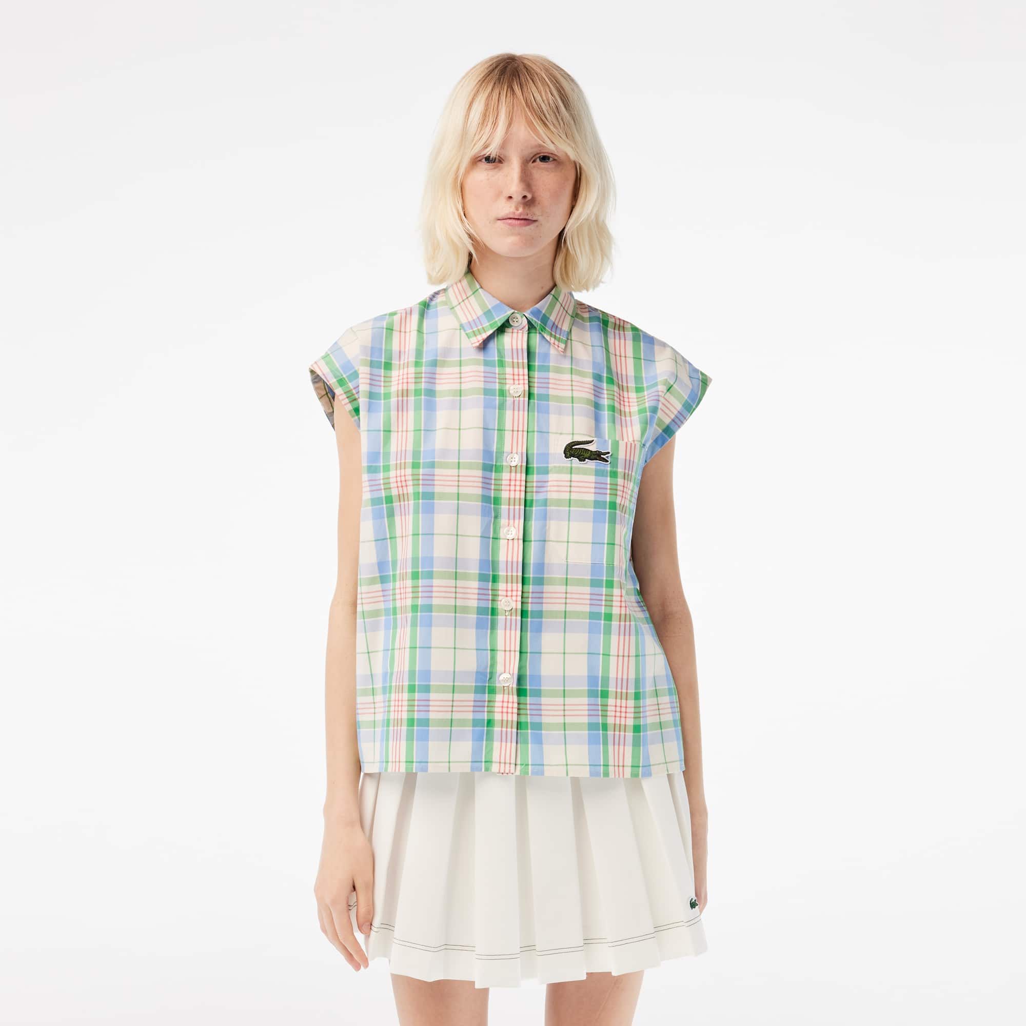 Chemise femme Lacoste avec imprimé carreaux Chemises & Hauts - Blanc - Lacoste - Femme