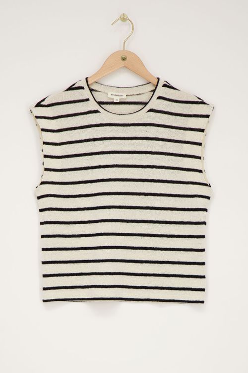 Zwart-beige gestreepte muscle top