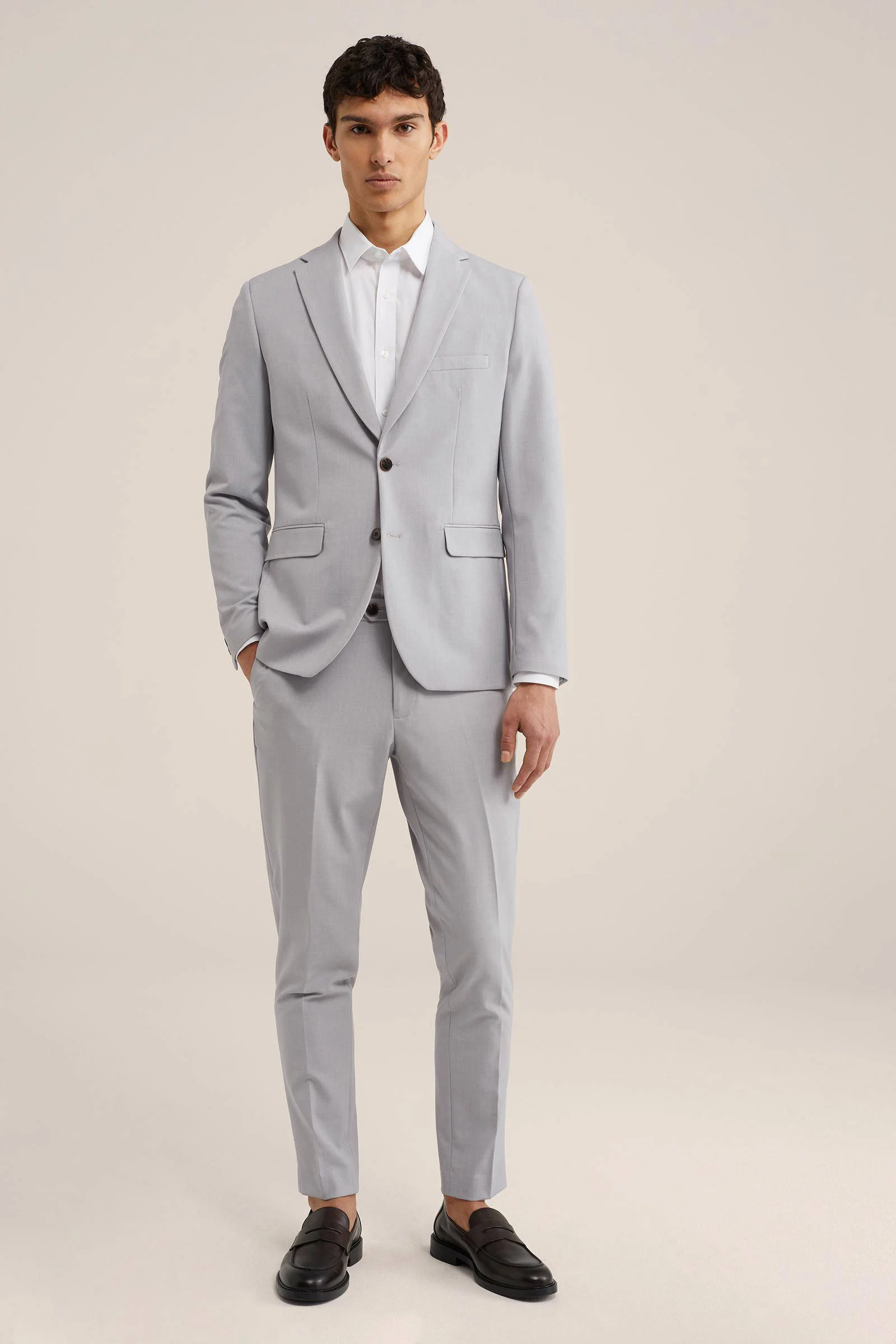 WE Fashion slim fit pantalon light grey melange