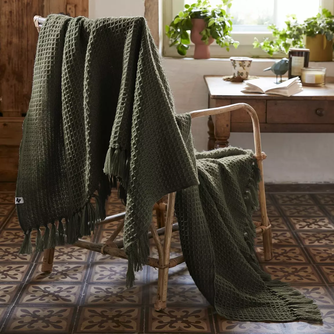 Plaid canapé matière recyclée (130 x 160 cm) Gabin Vert thym