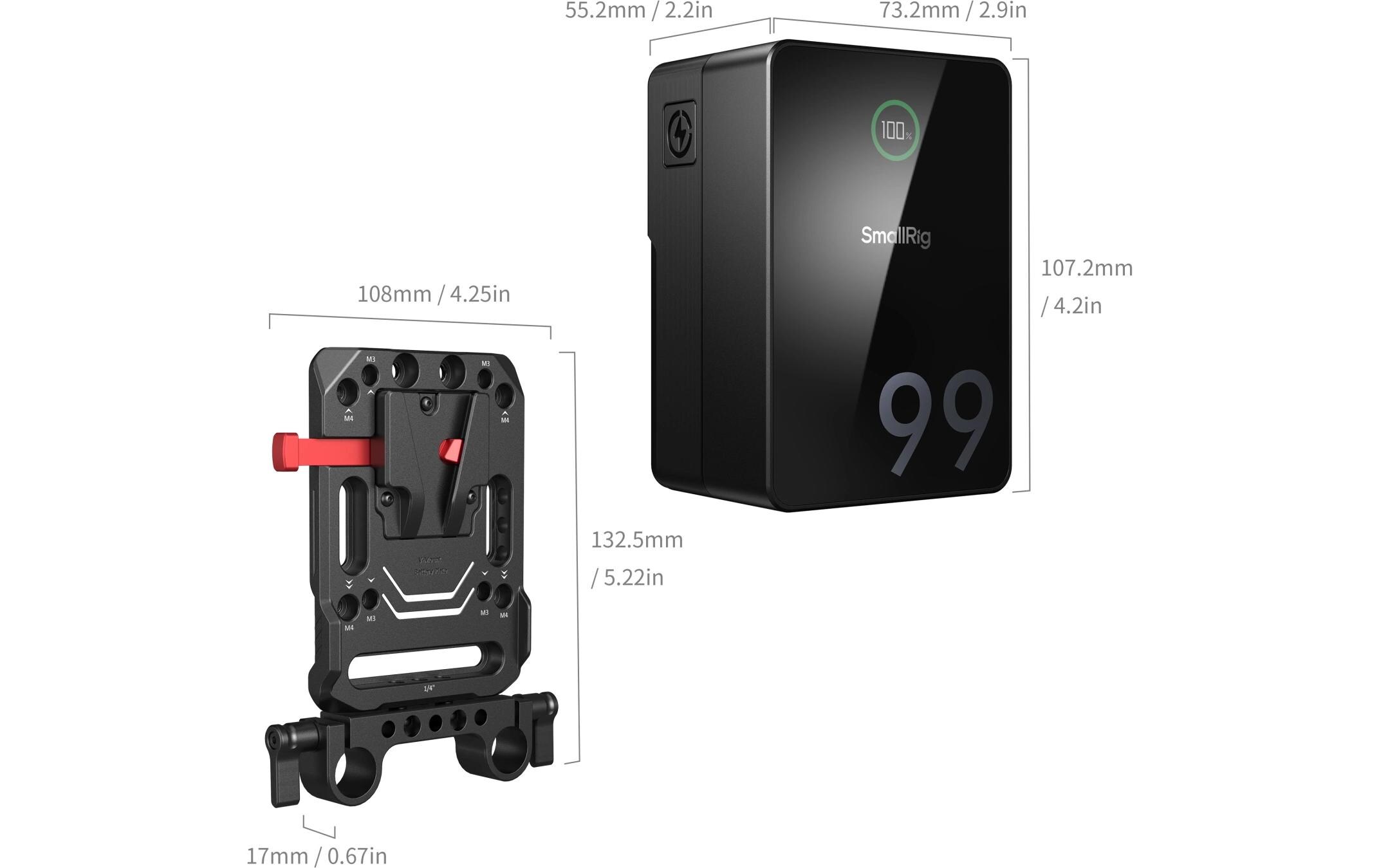 Videokamera-Akku VB99 Pro Kit Akkuplatte mit Stangeklemme<br>V-Mount-Akku mit Akkuplatte