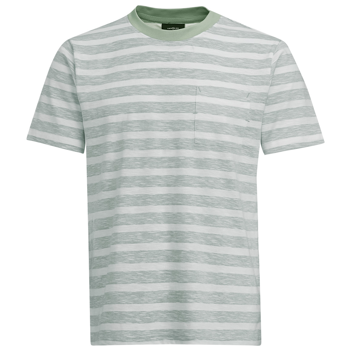 VanVaan Denim Herren T-Shirt mit Streifen grün / weiss