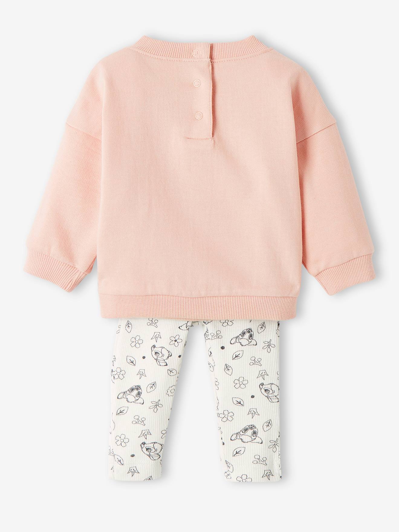 Conjunto DS® Bambi de 2 peças em rosa claro liso com estampas