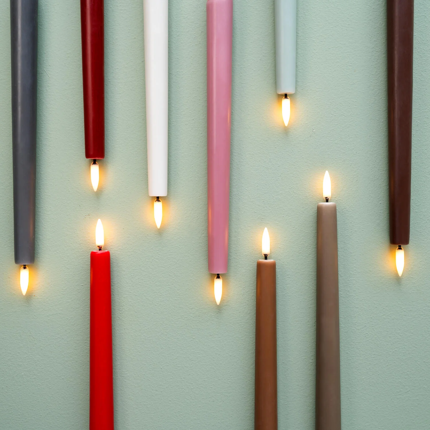 Uyuni  LED Taper Slim kronelys 2 stk. Caramel - H35 cm.