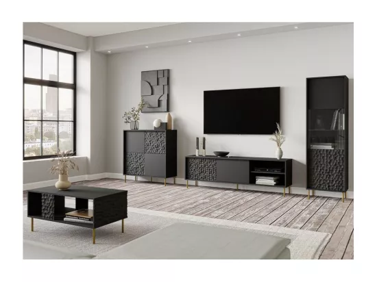 Vitrine design noir et or 185cm Tramona