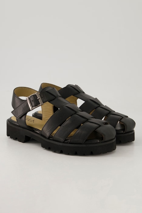 Leder-Sandaletten, Flechtoptik, Weite H