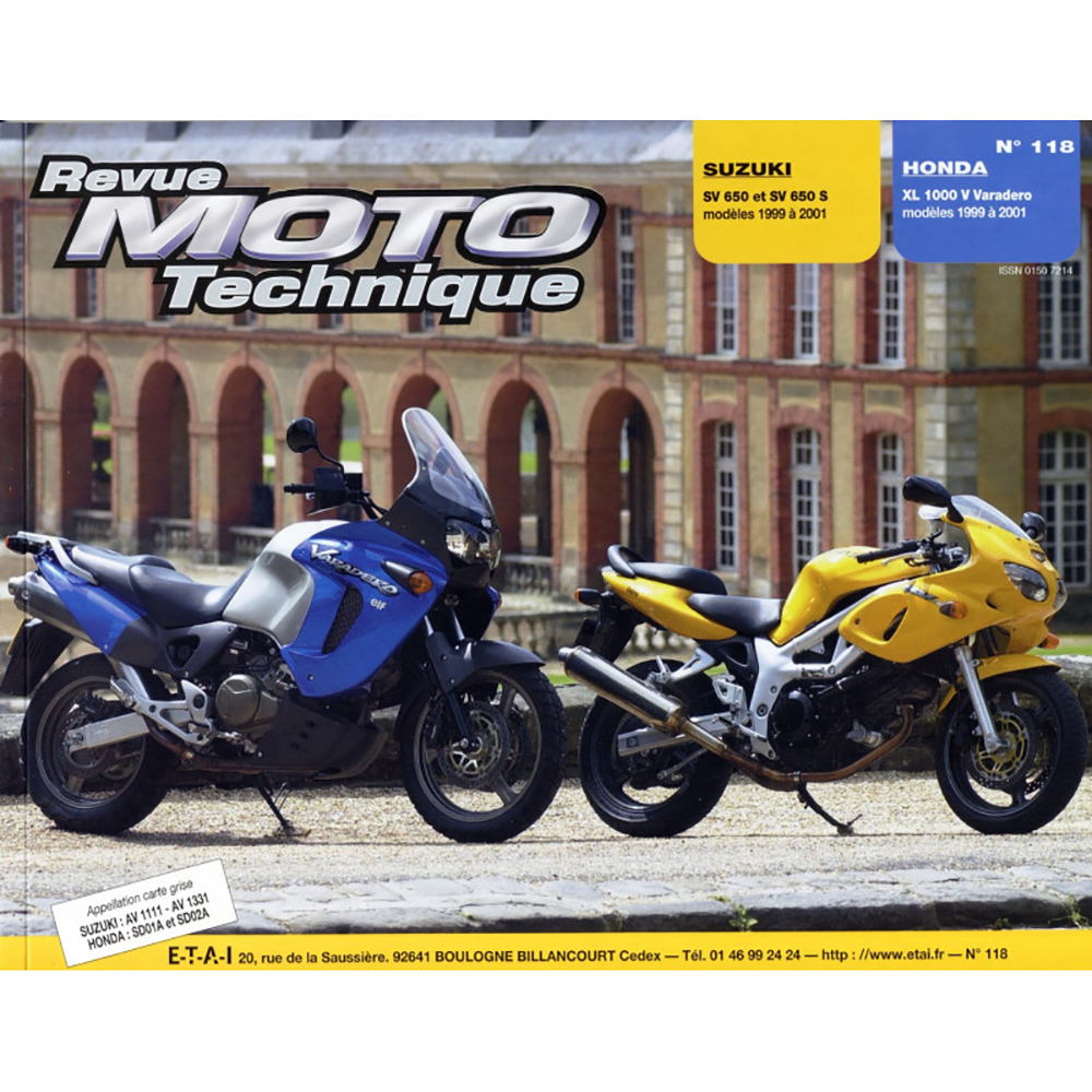 Etai - RMT 118.2 HONDA XL1000 (1999 à 2001) et SUZUKI SV 650 (1999 à 2001)
