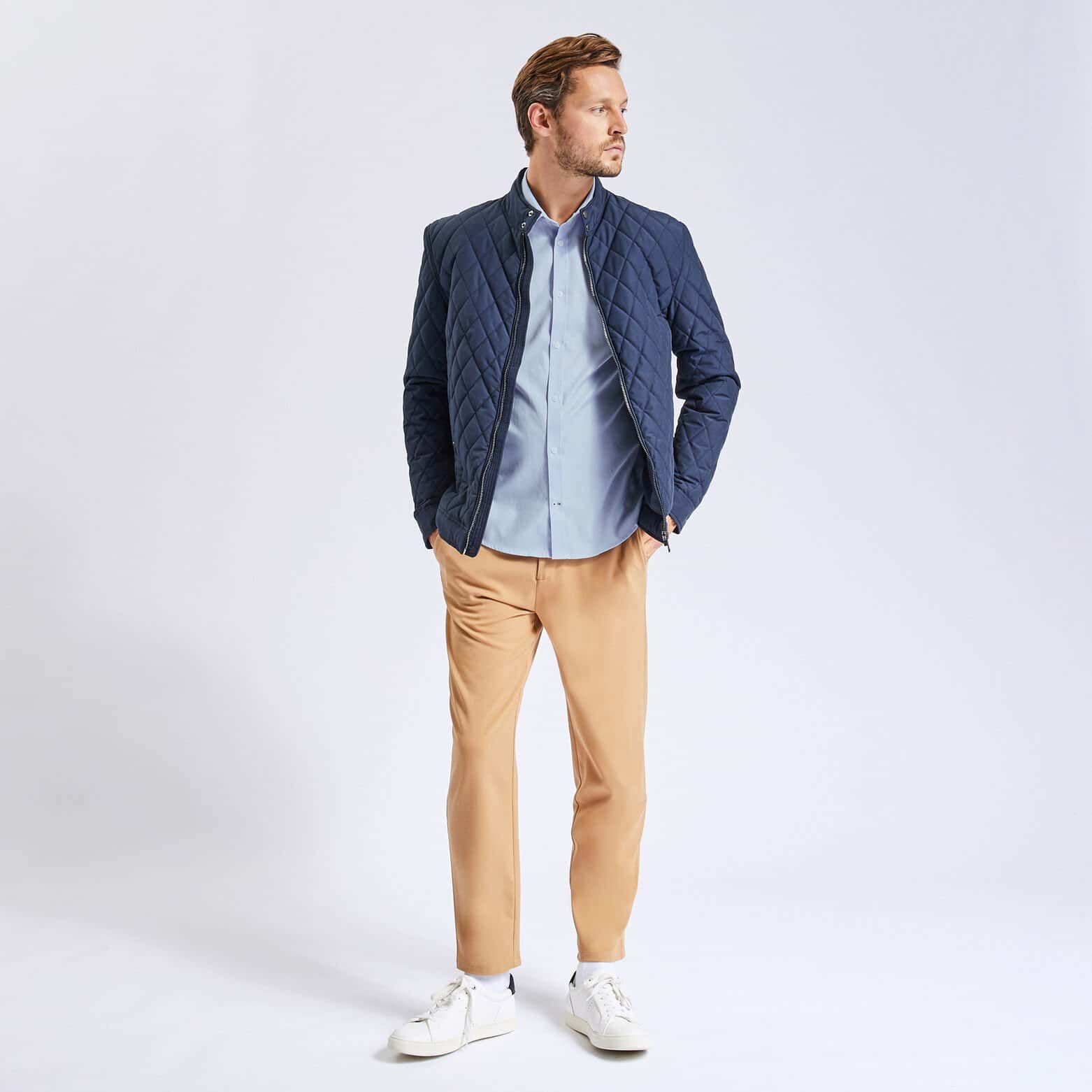 Chemise extra-slim repassage facile unie coton Bleu clair