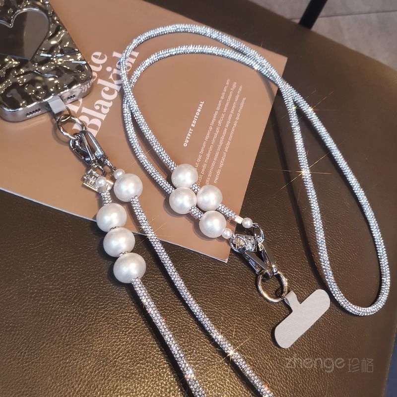 Harnai - Crossbody-telefoonkoord van imitatieparels met koordkussen