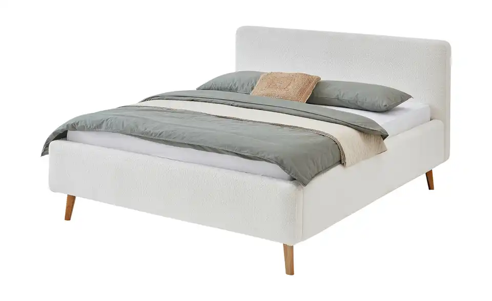 Polsterbettgestell Mattis Creme Teddy 140 cm mit Bettkasten