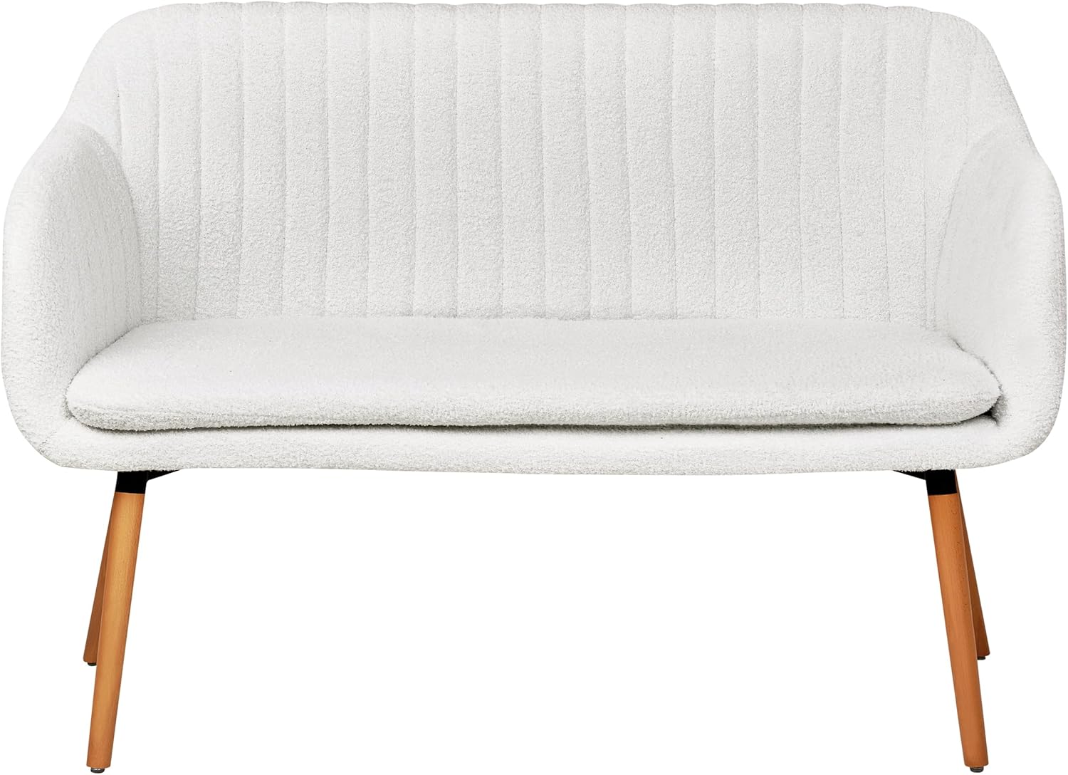 Beliani Modernes 2-Sitzer Küchensofa Bouclé Creme weiß mit Holzbeinen Taby