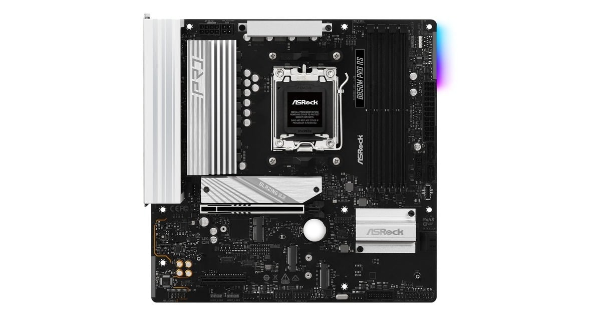 ASRockB850M Pro RS socket AM5 moederbord  (RAID, 2,5 Gb-LAN, Sound, µATX)