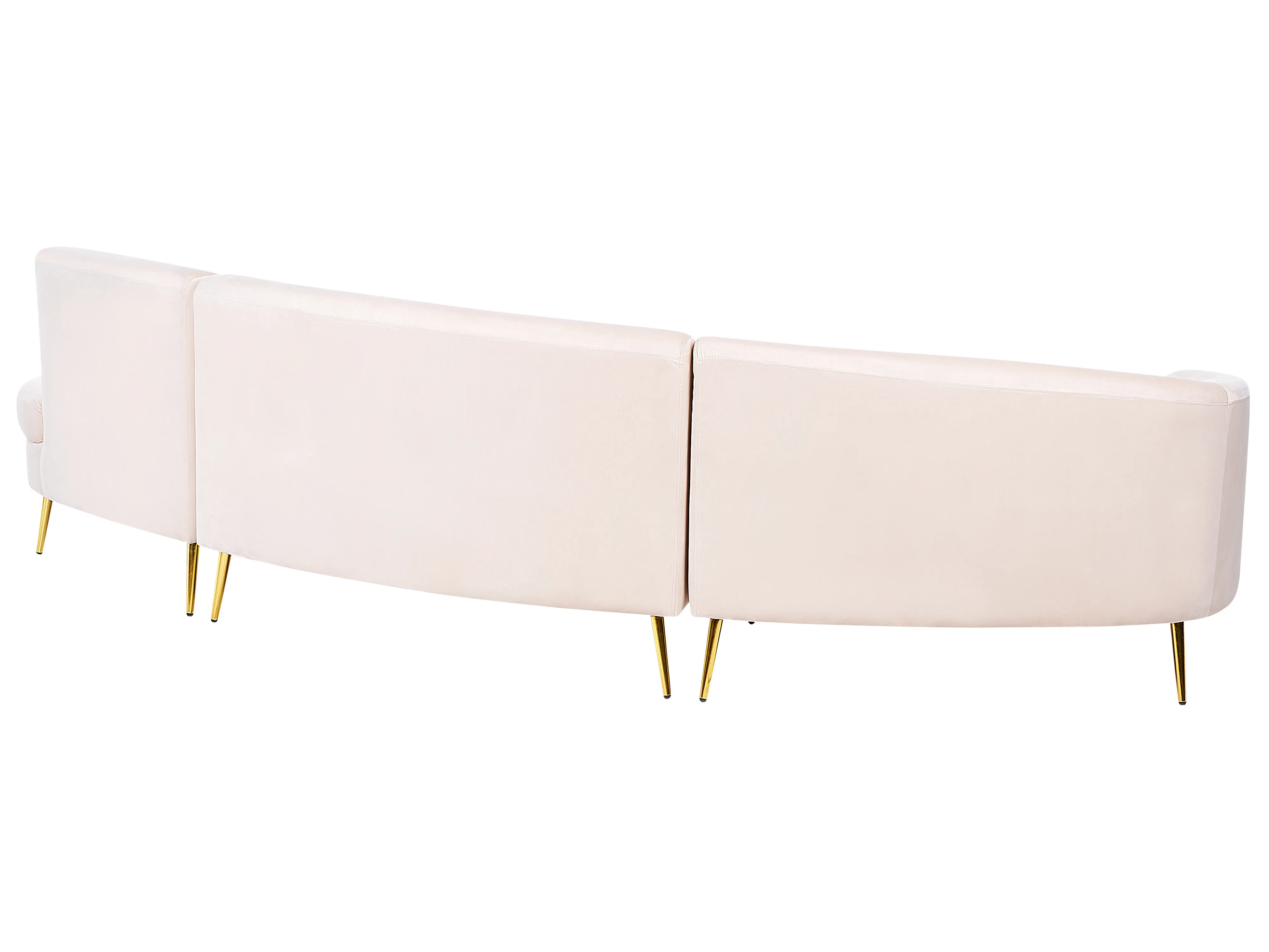 Halfronde bank 4-zits MOSS Fluweel Lichtbeige