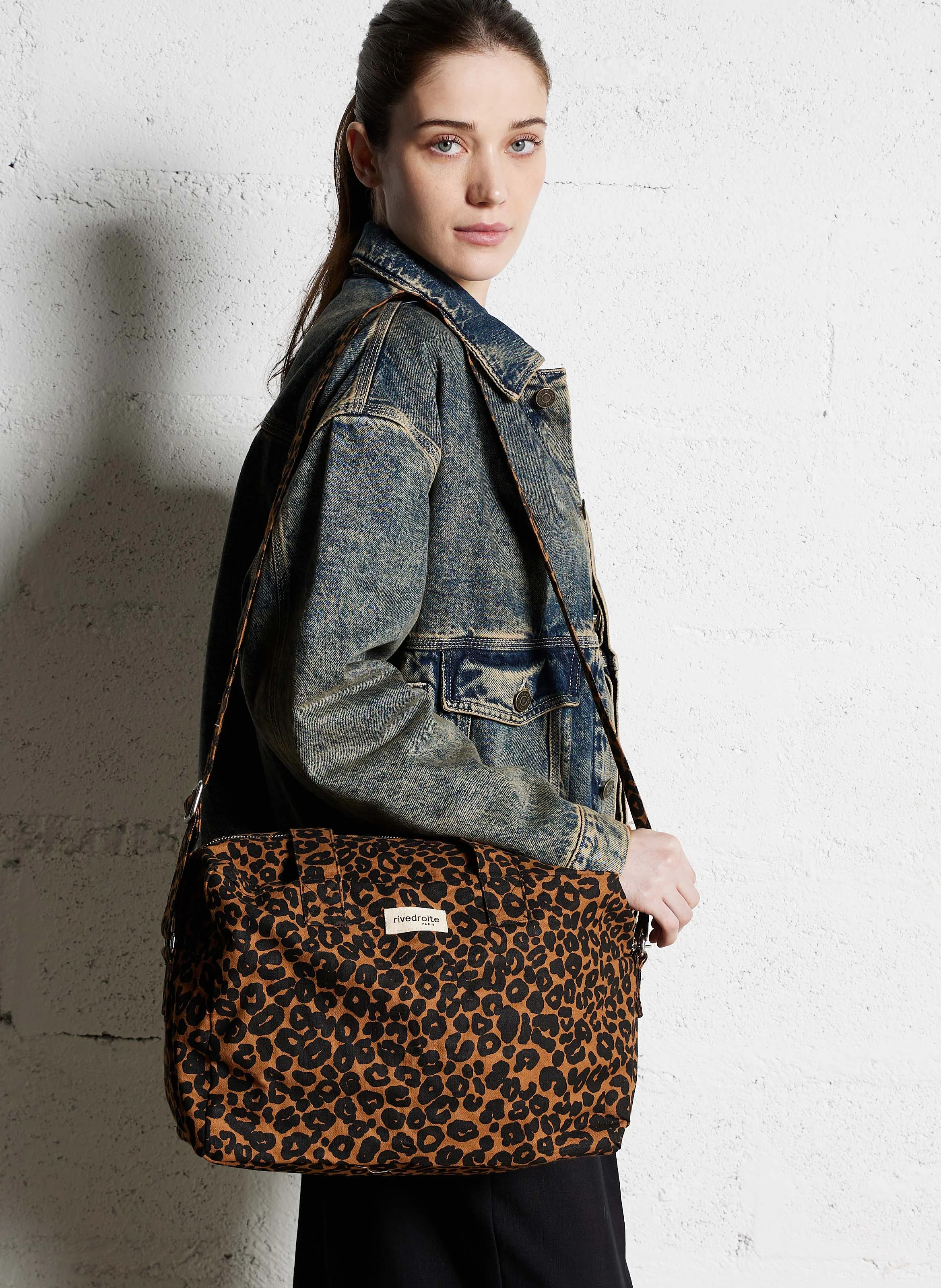 Sauval city - Sac shopping imprimé en coton | Marron